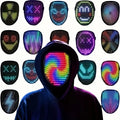 LED Mask with Gesture Sensing, Light up Mask with Face Transforming, Cool Halloween Mask for Men Women Costume Cosplay Party