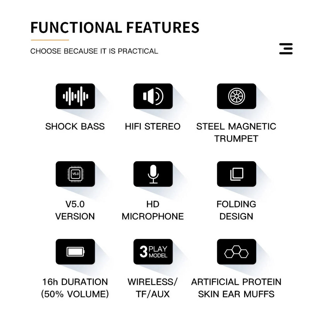 Wireless Bluetooth Gaming Headset with Microphone HiFi Stereo Sound for PC E-Sports Music Portable Headphones