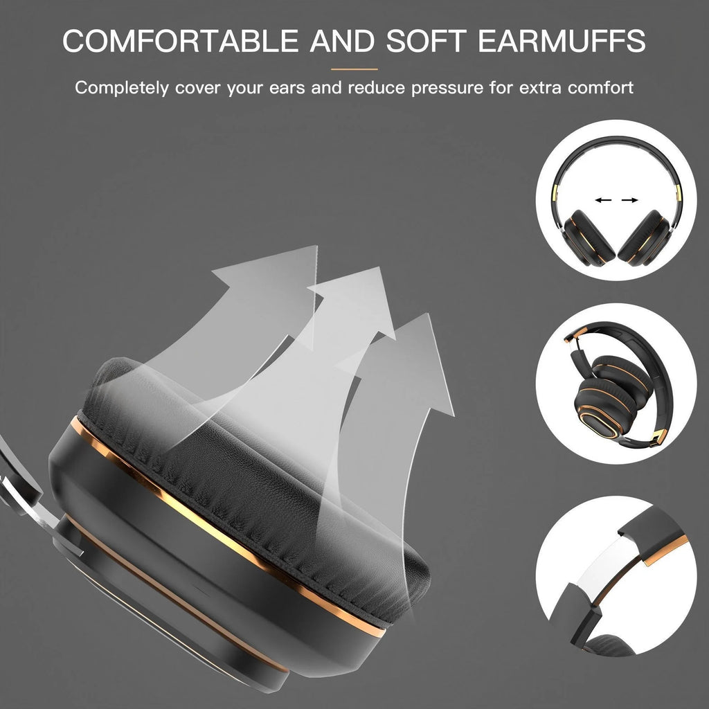 Wireless Bluetooth Gaming Headset with Microphone HiFi Stereo Sound for PC E-Sports Music Portable Headphones