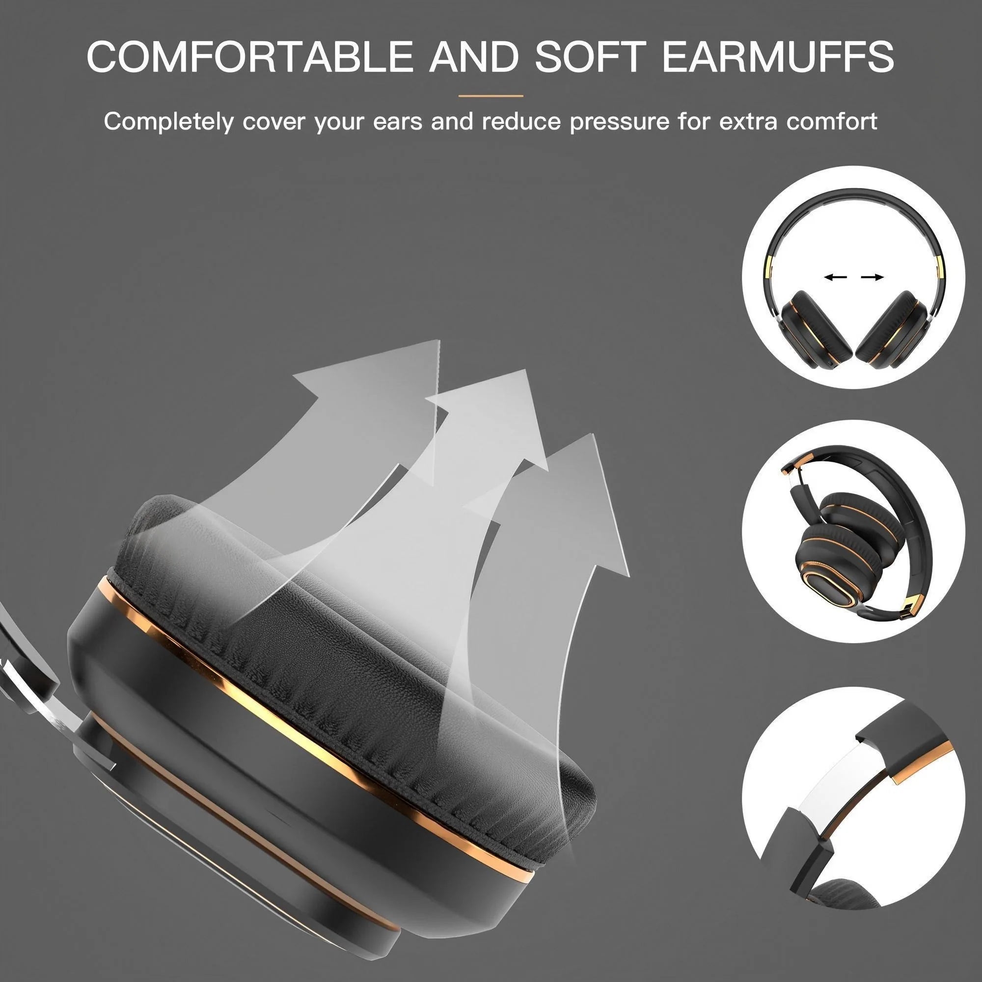 Wireless Bluetooth Gaming Headset with Microphone HiFi Stereo Sound for PC E-Sports Music Portable Headphones