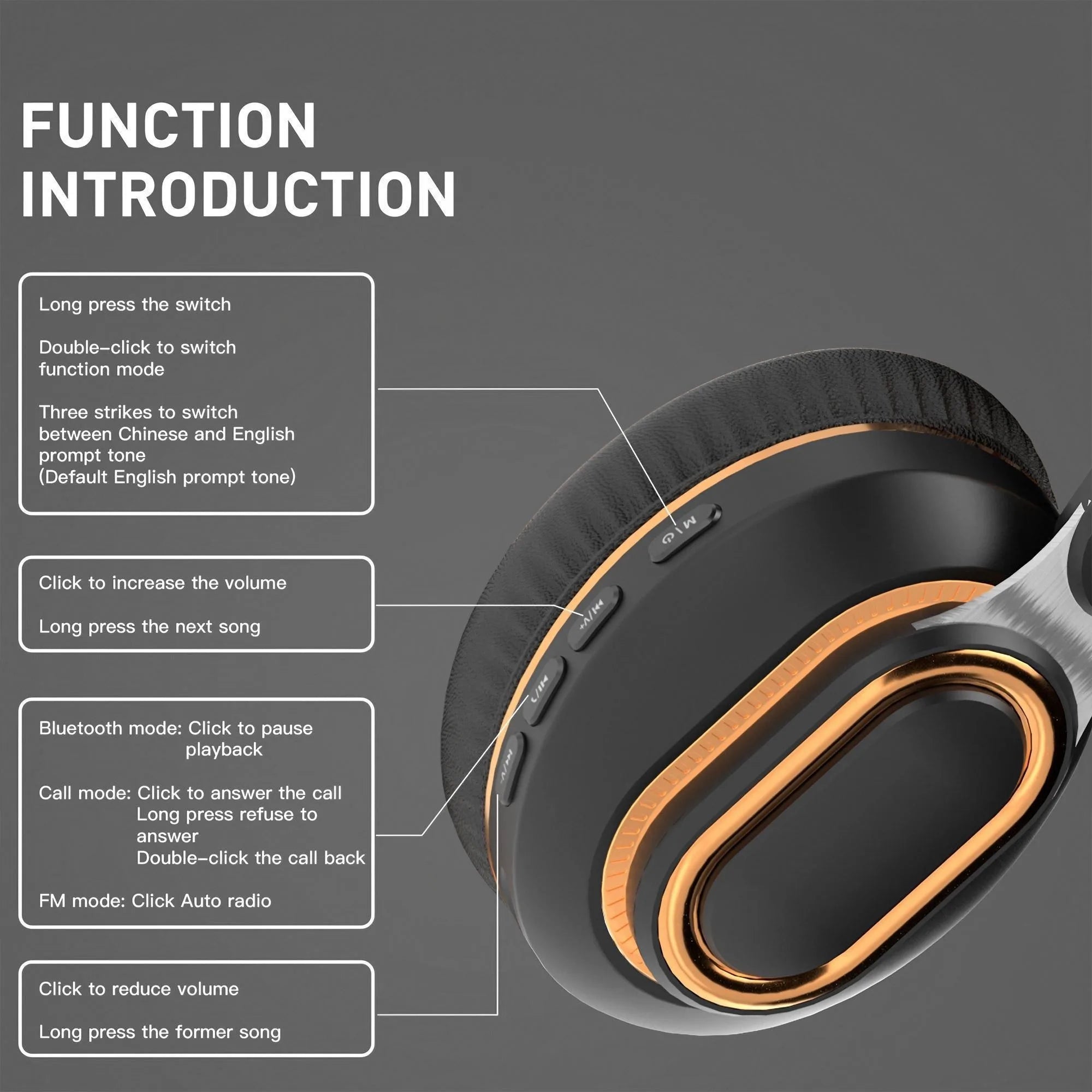 Wireless Bluetooth Gaming Headset with Microphone HiFi Stereo Sound for PC E-Sports Music Portable Headphones
