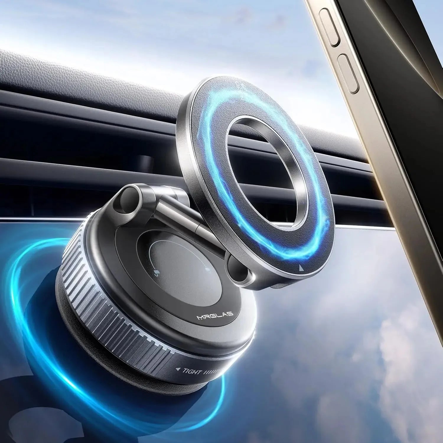 2025 Magnetic Phone Holder Magsafe Compatible Vacuum Suction Cup 360° Rotation Car Truck Mount Universal Fit Portable Foldable