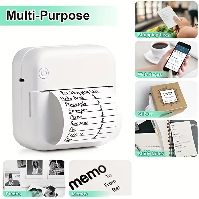 Mini Print Portable Ink-free Thermal Printer Photo Pocket Thermal Label Printer 58mm Printing Wireless Bluetooth Android IOS