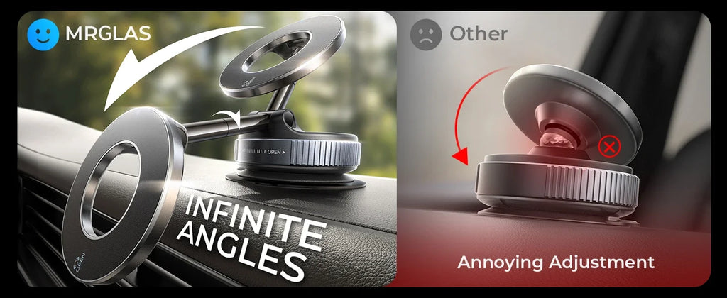 2025 Magnetic Phone Holder Magsafe Compatible Vacuum Suction Cup 360° Rotation Car Truck Mount Universal Fit Portable Foldable
